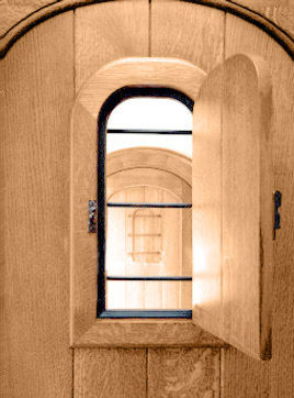 Wooden door with window